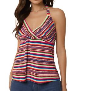 Mossimo Supply Co. NWOT Red Multicolor Halter Tankini Top